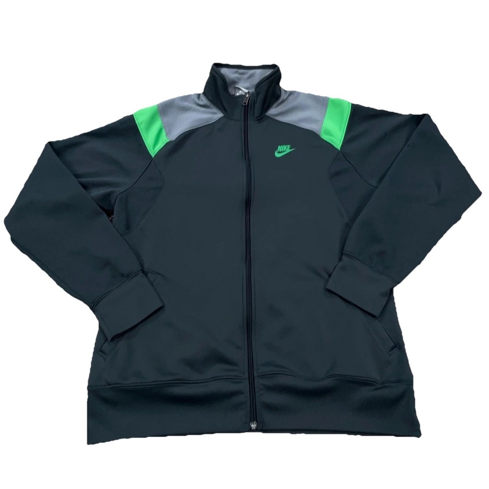 Vintage Nike Sweatshirt Men XL Gray Green Fill‎ Zip Jacket Performance Adult Y2K